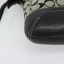 Coach Signature Shoulder Bag Canvas Leather Gray Silver Auth 138505-15