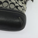 Coach Signature Shoulder Bag Canvas Leather Gray Silver Auth 138505-16