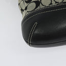 Coach Signature Shoulder Bag Canvas Leather Gray Silver Auth 138505-17