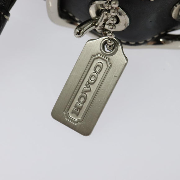 Coach Signature Shoulder Bag Canvas Leather Gray Silver Auth 138505