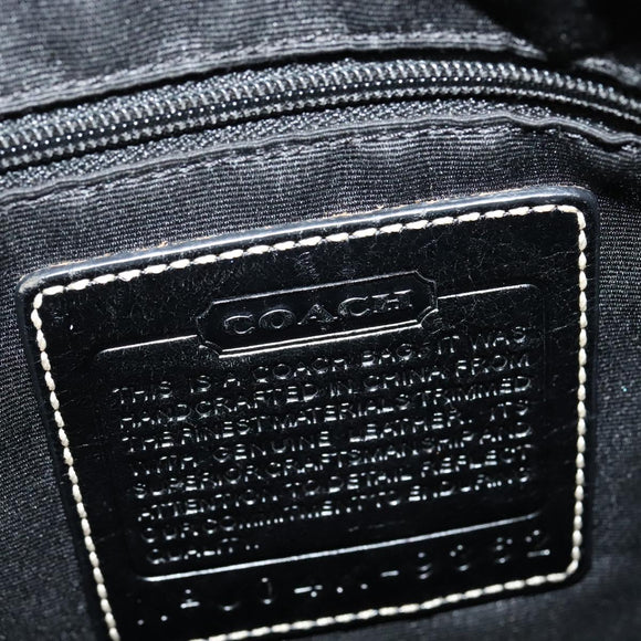 Coach Signature Shoulder Bag Canvas Leather Gray Silver Auth 138505