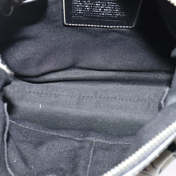 Coach Signature Shoulder Bag Canvas Leather Gray Silver Auth 138505