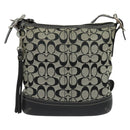 Coach Signature Shoulder Bag Canvas Leather Gray Silver Auth 138505-13