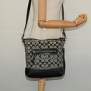 Coach Signature Shoulder Bag Canvas Leather Gray Silver Auth 138505-23