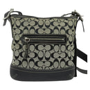 Coach Signature Shoulder Bag Canvas Leather Gray Silver Auth 138505-2