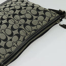 Coach Signature Shoulder Bag Canvas Leather Gray Silver Auth 138505-6