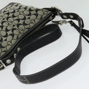 Coach Signature Shoulder Bag Canvas Leather Gray Silver Auth 138505-7