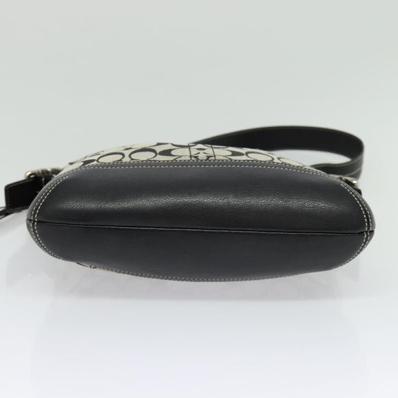 Coach Signature Shoulder Bag Canvas Leather Gray Silver Auth 138505