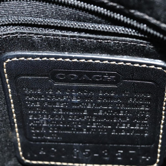 Coach Signature Shoulder Bag Canvas Black Silver Auth 138506