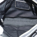 Coach Signature Shoulder Bag Canvas Black Silver Auth 138506-10