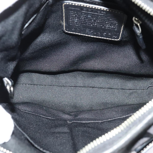 Coach Signature Shoulder Bag Canvas Black Silver Auth 138506