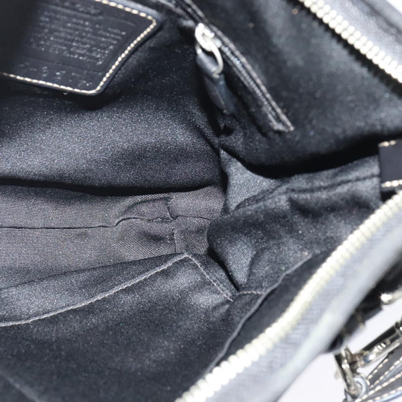 Coach Signature Shoulder Bag Canvas Black Silver Auth 138506