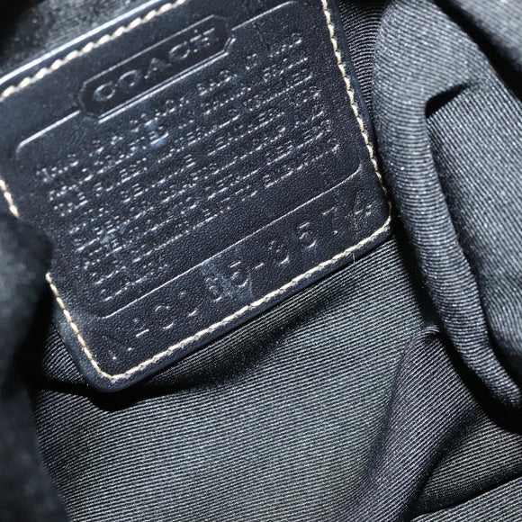 Coach Signature Shoulder Bag Canvas Black Silver Auth 138506