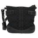 Coach Signature Shoulder Bag Canvas Black Silver Auth 138506-2