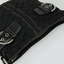 Coach Signature Shoulder Bag Canvas Black Silver Auth 138506-6