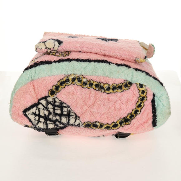 CHANEL Matelasse COCO Mark Backpack pile Pink Gold CC Auth 138517M