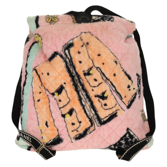 CHANEL Matelasse COCO Mark Backpack pile Pink Gold CC Auth 138517M