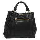 Miu Miu Matelasse Hand Bag Leather Black Gold Auth 138538-1