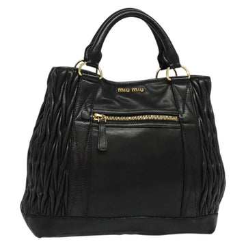 Miu Miu Matelasse Hand Bag Leather Black Gold Auth 138538