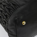 Miu Miu Matelasse Hand Bag Leather Black Gold Auth 138538-10