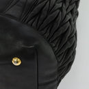 Miu Miu Matelasse Hand Bag Leather Black Gold Auth 138538-11