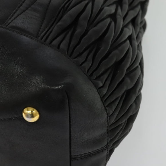 Miu Miu Matelasse Hand Bag Leather Black Gold Auth 138538