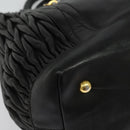 Miu Miu Matelasse Hand Bag Leather Black Gold Auth 138538-12
