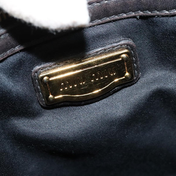 Miu Miu Matelasse Hand Bag Leather Black Gold Auth 138538