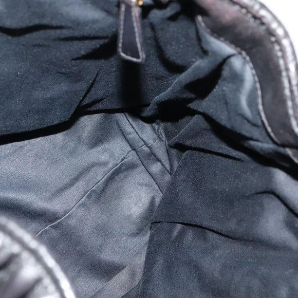 Miu Miu Matelasse Hand Bag Leather Black Gold Auth 138538