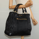 Miu Miu Matelasse Hand Bag Leather Black Gold Auth 138538-22