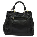 Miu Miu Matelasse Hand Bag Leather Black Gold Auth 138538-3