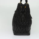 Miu Miu Matelasse Hand Bag Leather Black Gold Auth 138538-5
