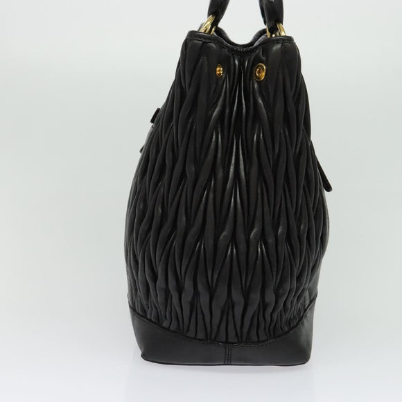 Miu Miu Matelasse Hand Bag Leather Black Gold Auth 138538