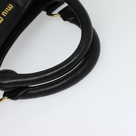 Miu Miu Matelasse Hand Bag Leather Black Gold Auth 138538