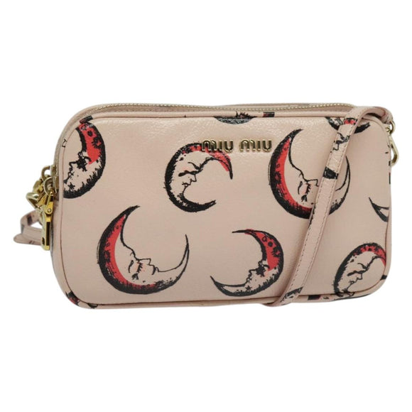 Miu Miu Shoulder Bag Leather Pink Gold Auth 138543
