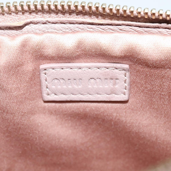 Miu Miu Shoulder Bag Leather Pink Gold Auth 138543