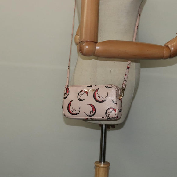 Miu Miu Shoulder Bag Leather Pink Gold Auth 138543