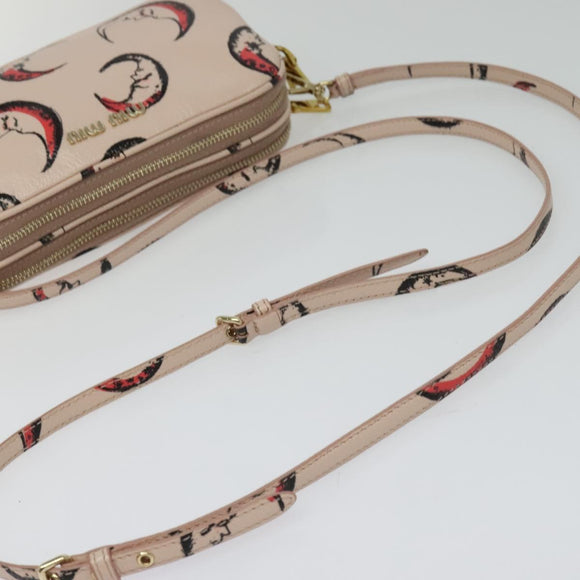 Miu Miu Shoulder Bag Leather Pink Gold Auth 138543