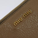 Miu Miu Chain Shoulder Bag Leather Beige Gold Auth 138544-17