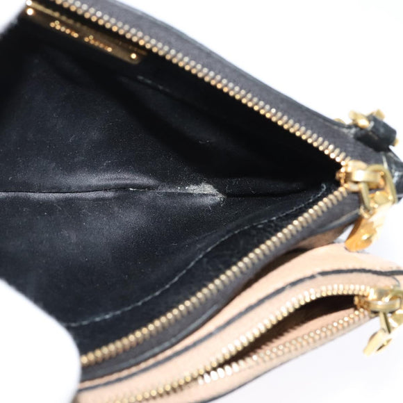 Miu Miu Chain Shoulder Bag Leather Beige Gold Auth 138544