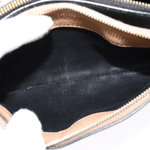 Miu Miu Chain Shoulder Bag Leather Beige Gold Auth 138544