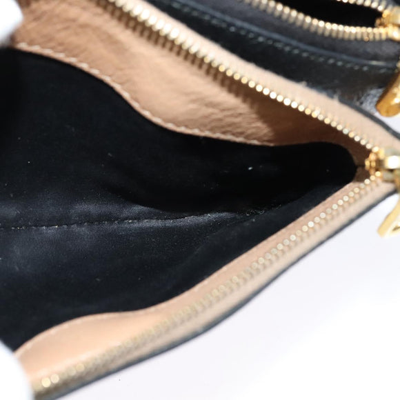 Miu Miu Chain Shoulder Bag Leather Beige Gold Auth 138544