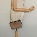 Miu Miu Chain Shoulder Bag Leather Beige Gold Auth 138544-24