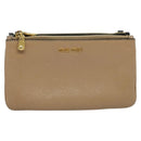 Miu Miu Chain Shoulder Bag Leather Beige Gold Auth 138544-13