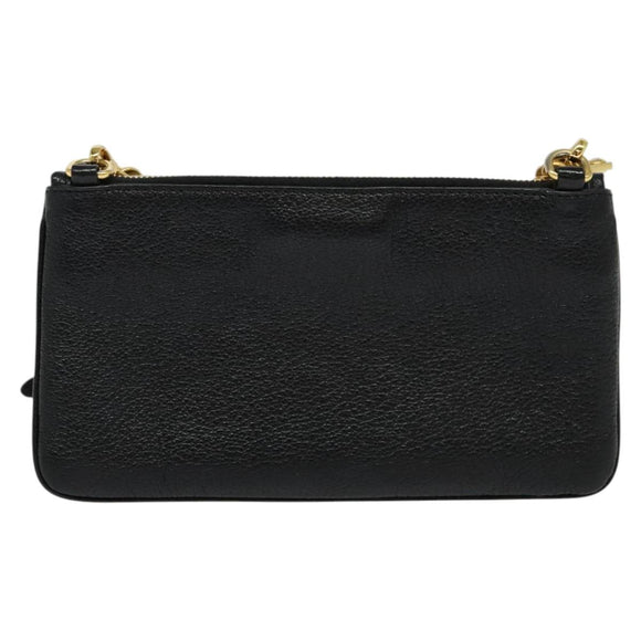 Miu Miu Chain Shoulder Bag Leather Beige Gold Auth 138544