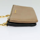 Miu Miu Chain Shoulder Bag Leather Beige Gold Auth 138544-3