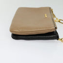 Miu Miu Chain Shoulder Bag Leather Beige Gold Auth 138544-4