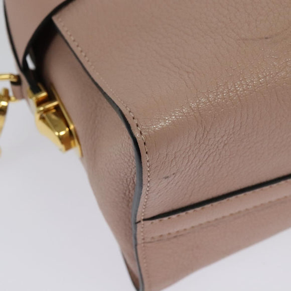 Miu Miu Hand Bag Leather 2way Pink Gold Auth 138548