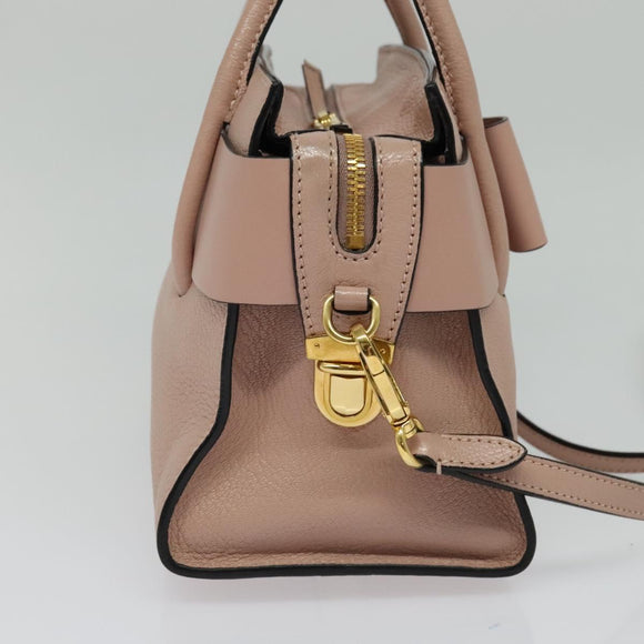 Miu Miu Hand Bag Leather 2way Pink Gold Auth 138548
