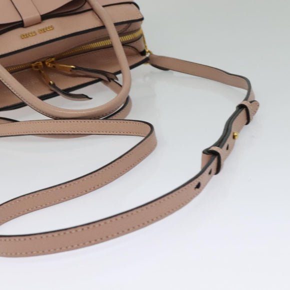 Miu Miu Hand Bag Leather 2way Pink Gold Auth 138548